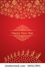 Merry christmas ball background doodle. Vector outline xmas ornaments and templates. Design pattern for holiday greeting cards, print, or wrapping paper