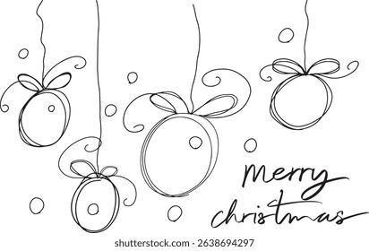 Merry christmas ball drawing balloon helium black color object gift xmas merry christmas happy new year 2025 2026 year time merry christmas ball fly wing bauble holiday december gift sphere winter art