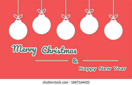 Merry Christmas Ball Hanging Ornaments, Vectorial Illustration