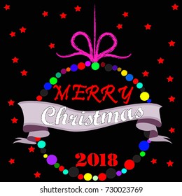 Merry Christmas . Christmas ball made from circles . Happy holidays . Winter . December .