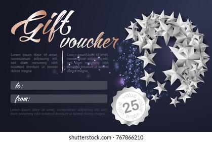Merry Christmas Ball made from Stars Gift Card Template