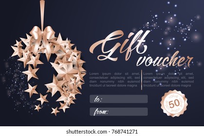 Merry Christmas Ball made from Stars Gift Card Template
