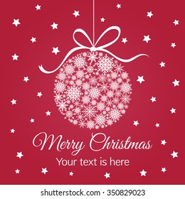 Merry Christmas ball on star background. Happy New Year