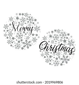 Merry Christmas ball, snowflakes. Vector art illustration.	