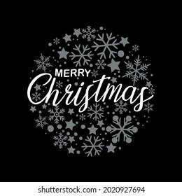Merry Christmas ball, snowflakes. Vector art illustration.	