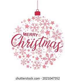 Frohe Weihnachtskugel, Schneeflocken. Vektorgrafik.	