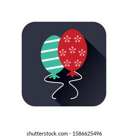 merry christmas balloons helium with snowflakes vector illustration design