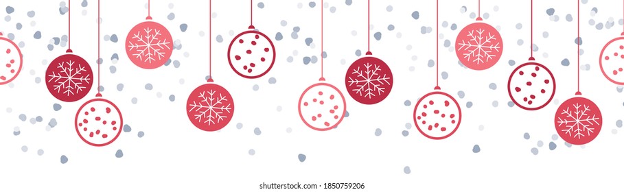 Merry christmas balls hanging decoration drawing banner isolated background