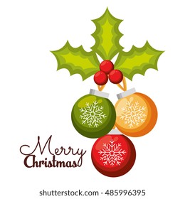 merry christmas balls holly berry design