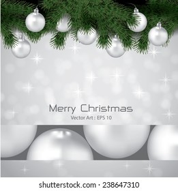 Merry Christmas balls Silver Vector 