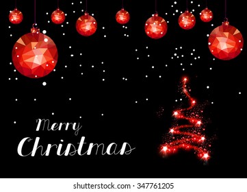 Merry christmas balls with tree, easily editable