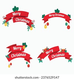 Merry christmas bands red and green editable and white background