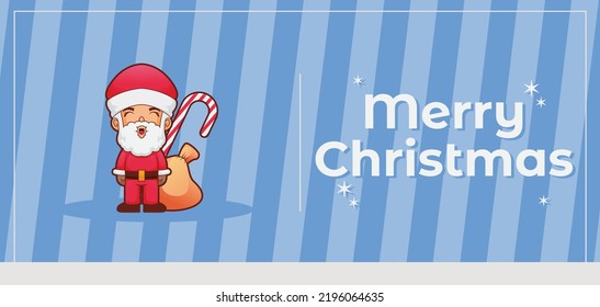 merry christmas banner background with santa illustration