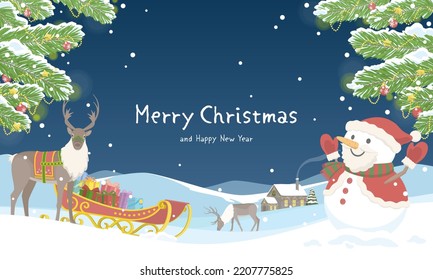 Merry Christmas banner background. Vector illustration of Happy Holidays landscape.