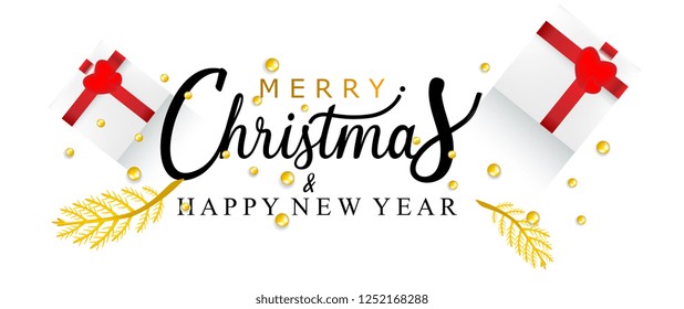Merry Christmas banner. Background Xmas design of sparkling lights. Horizontal christmas poster, beautiful greeting cards, headers, website
