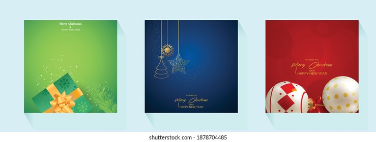 Merry Christmas banner. Chirstmas poster. new year greeting. Merry Christmas and Happy New Year Set of greeting cards with xmas decoration. Winter Holiday Posters or banners.