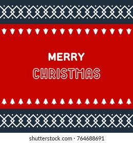 Merry Christmas Banner. Classic Christmas Pattern with Red and Dark Blue colors. Vector illustration. Winter holiday background