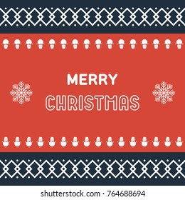 Merry Christmas Banner. Classic Christmas Pattern with Snowman Icons. Vector illustration. Winter holiday background