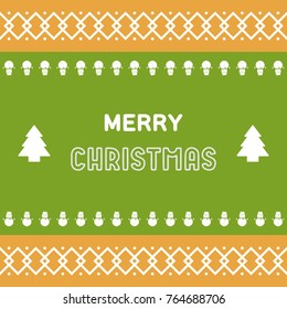 Merry Christmas Banner. Classic Christmas Pattern with Green and Yellow colors. Vector illustration. Winter holiday background