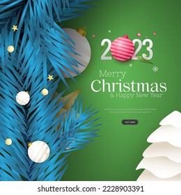 Merry christmas banner decorate with snowman black background