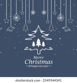 Merry Christmas banner with decorative template
