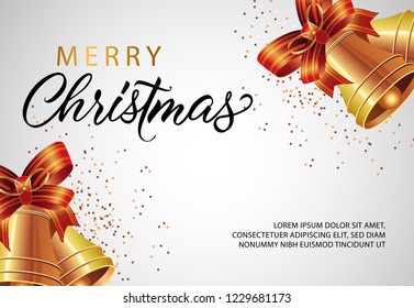 Merry Christmas banner design with jingles and confetti. Vector illustration can be used for flyers, posters, greeting cards