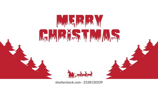 Merry Christmas banner design with a Christmas tree theme with a combination of red