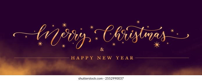 Merry Christmas banner design. Xmas calligraphy text isolated on elegant background for postcard, poster, banner design element. Merry Christmas and Happy New Year handwritten lettering.