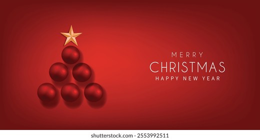 Merry Christmas Banner with Christmas Elements. Vector illustration.	