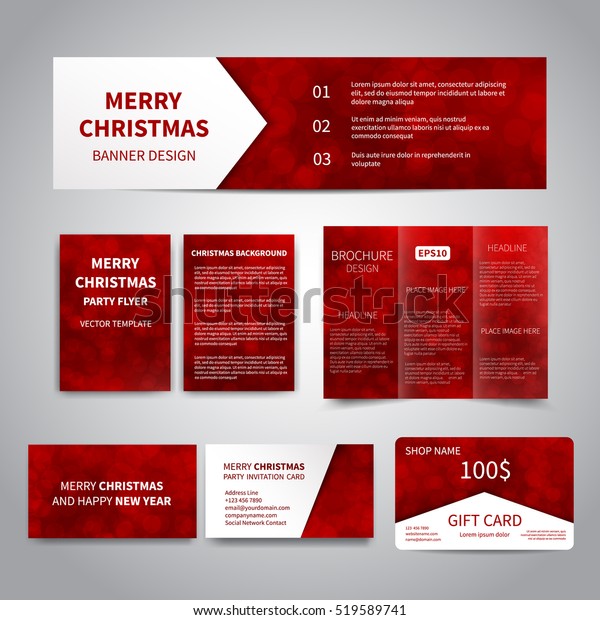 Frohliche Weihnachtsbanner Flyer Broschuren Karten Geschenkkarten Stock Vektorgrafik Lizenzfrei