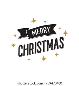Merry Christmas banner with golden stars