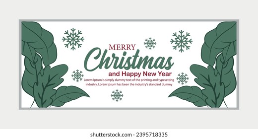 Merry Christmas banner and Happy New Year banner, social media cover and web banner, Merry Christmas design for greeting card, Vector Merry xmas snow flake header, Christmas banner or wallpaper 