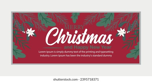 Merry Christmas banner and Happy New Year banner, social media cover and web banner, Merry Christmas design for greeting card, Vector Merry xmas snow flake header, Christmas banner or wallpaper 