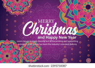 Merry Christmas banner and Happy New Year banner, social media cover and web banner, Merry Christmas design for greeting card, Vector Merry xmas snow flake header, Christmas banner or wallpaper 