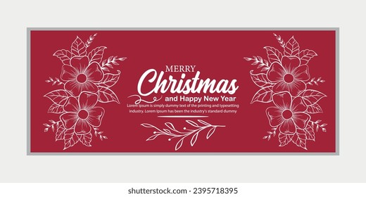 Merry Christmas banner and Happy New Year banner, social media cover and web banner, Merry Christmas design for greeting card, Vector Merry xmas snow flake header, Christmas banner or wallpaper 