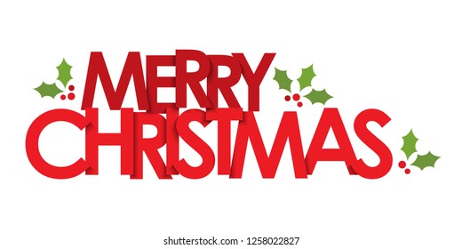 MERRY CHRISTMAS banner with holly motifs