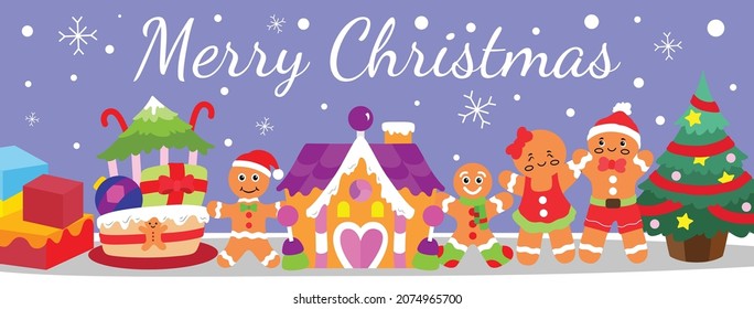 Merry Christmas banner with illustration of Christmas elements. Xmas background. vector illustration.