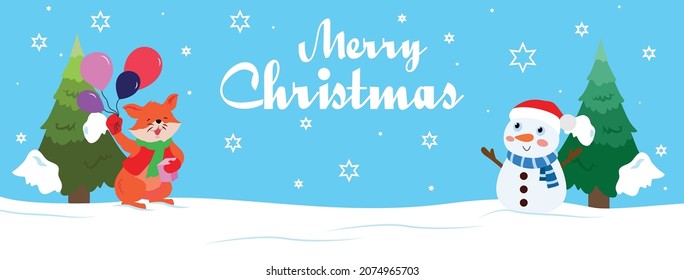 Merry Christmas banner with illustration of Christmas elements. Xmas background. vector illustration.