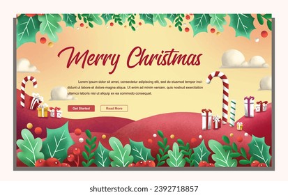 Merry Christmas Banner And Landing Page background. Vector Illustration