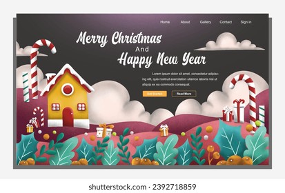 Merry Christmas Banner And Landing Page background. Vector Illustration