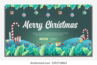 Merry Christmas Banner And Landing Page background. Vector Illustration