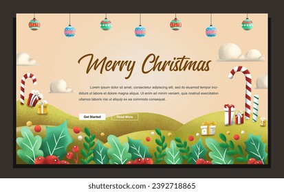 Merry Christmas Banner And Landing Page background. Vector Illustration