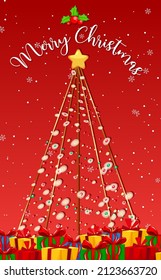 Merry Christmas banner with light Christmas tree  illustration