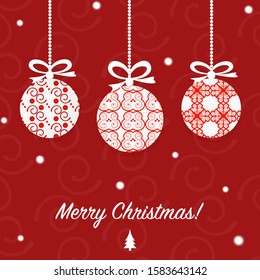 Merry christmas banner on red background