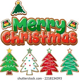 Merry Christmas banner with Christmas ornaments illustration