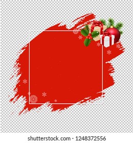 Merry Christmas Banner Red Blobs Transparent Background With Gradient Mesh, Vector Illustration