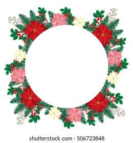 Merry Christmas banner with red poinsettia.Web banner or poster for e-commerce, on-line cosmetics shop, fashion & beauty shop, store.