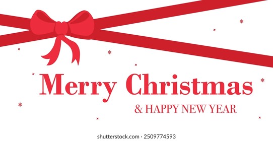 Merry Christmas banner, red and white