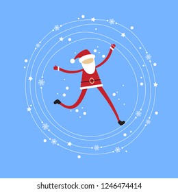 Merry Christmas banner. Santa Claus and snowflake.. Flat modern design.