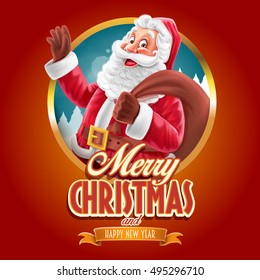 merry christmas banner with santa claus